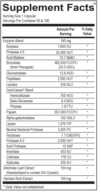 Digestzyme-V supplement facts image