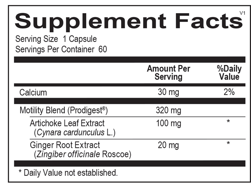 Motility PRO supplement facts image