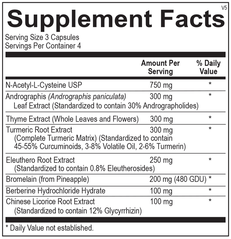 Sinatrol Blister Packs supplement facts image