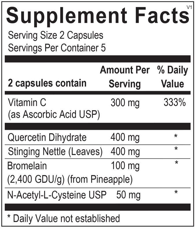 Natural D-Hist® Blister Packs supplement facts image