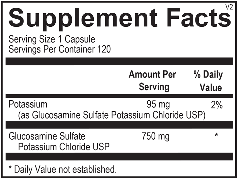Glucosamine Sulfate supplement facts image