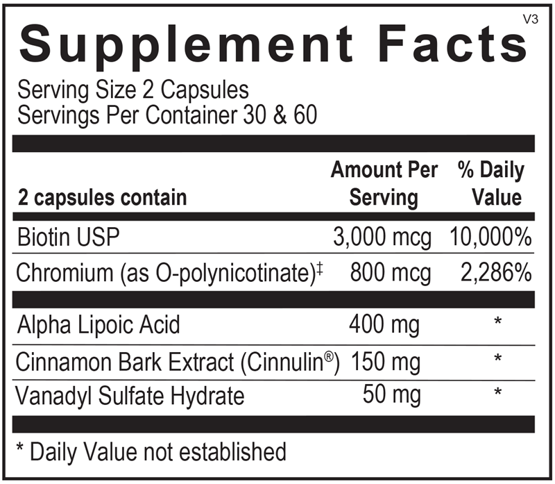 Diaxinol® supplement facts image
