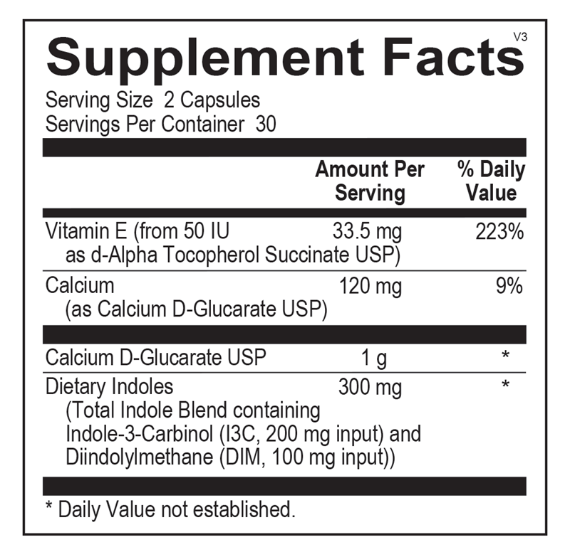 CDG EstroDIM® supplement facts image