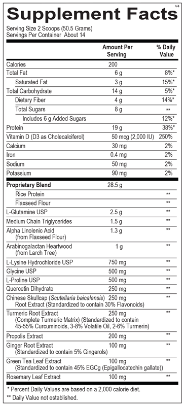 InflammaCORE® Vanilla Chai supplement facts image