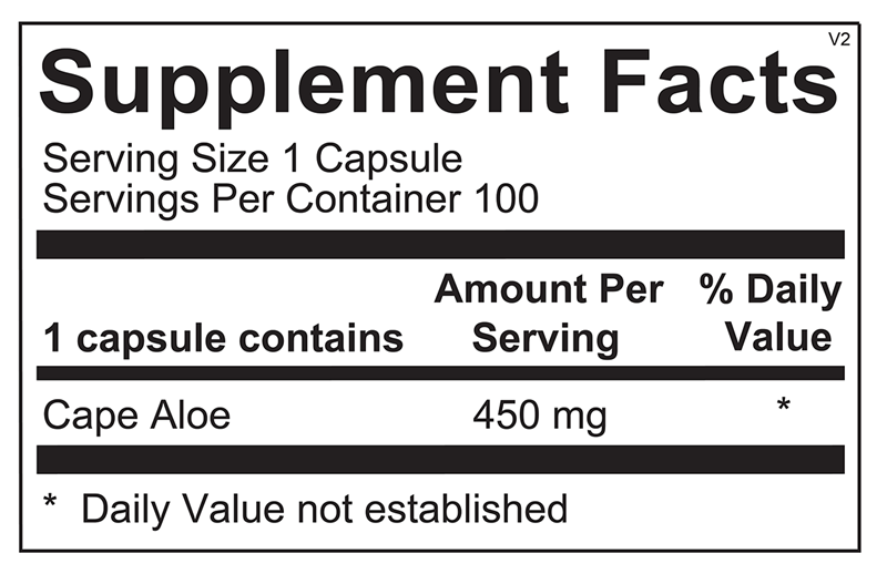 Super Aloe 450 supplement facts image