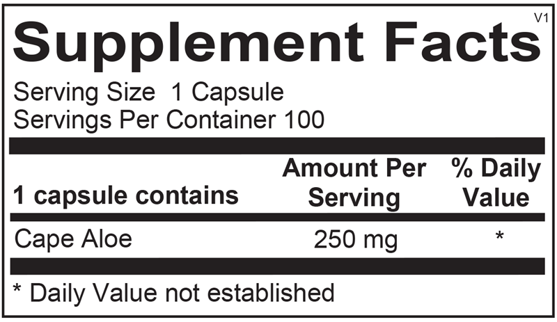 Super Aloe 250 supplement facts image