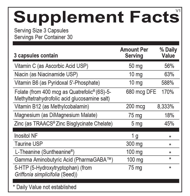 Cerenity® supplement facts image